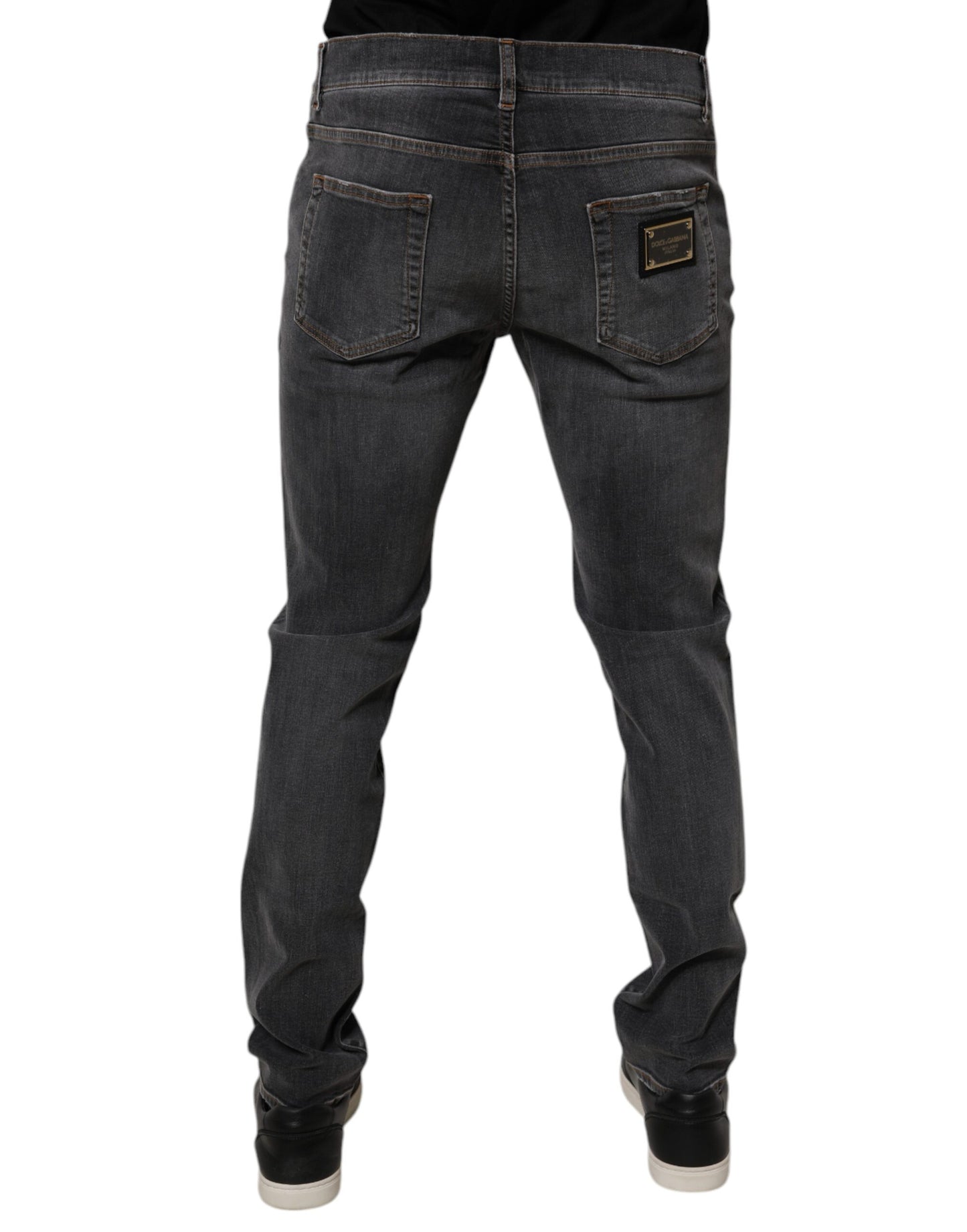 Dolce &amp; Gabbana – Slim-Fit-Jeans aus gewaschener Baumwolle in Dunkelgrau