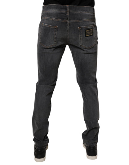 Dolce &amp; Gabbana – Slim-Fit-Jeans aus gewaschener Baumwolle in Dunkelgrau