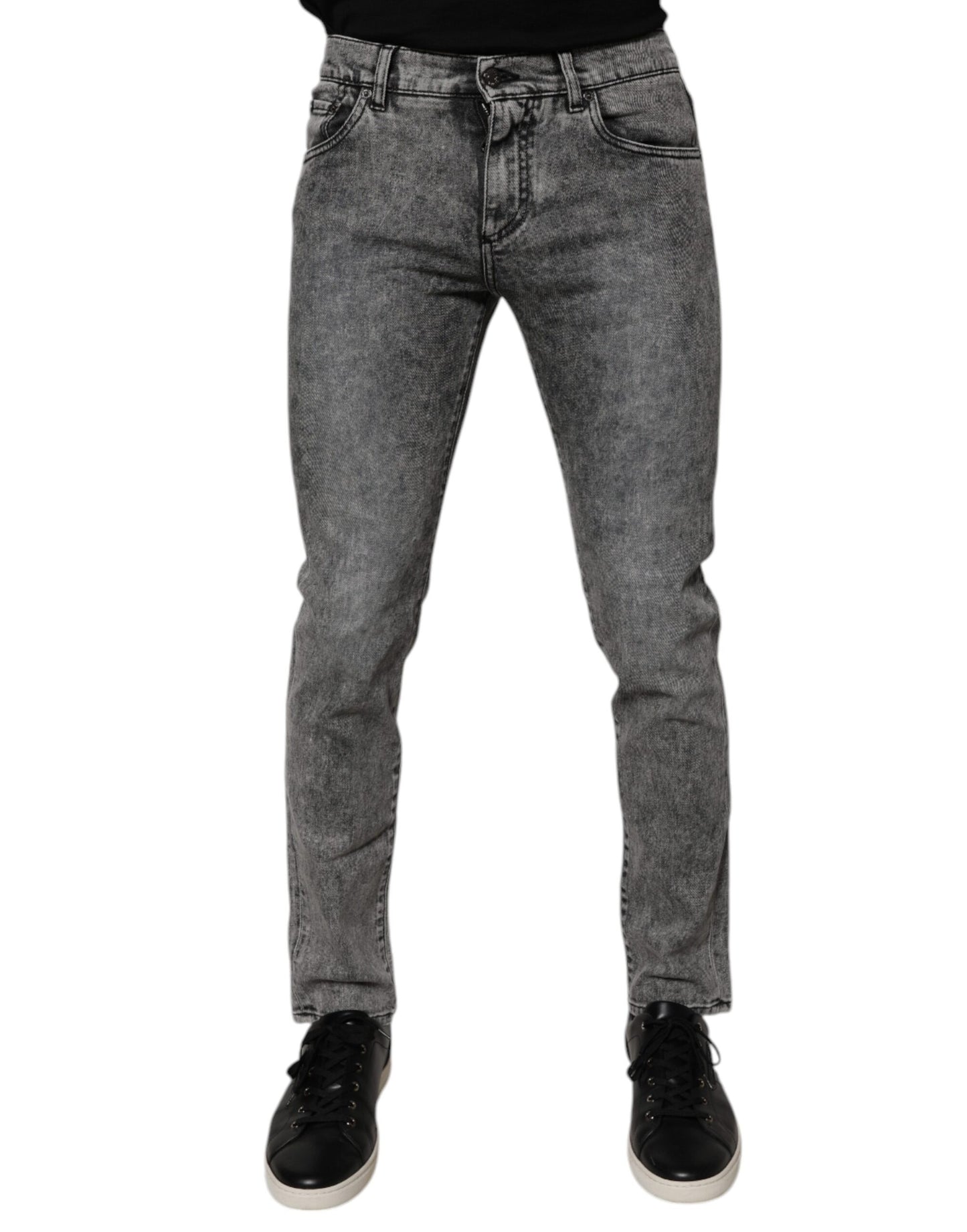 Dolce &amp; Gabbana – Slim-Fit-Jeans aus gewaschener Baumwolle in Dunkelgrau