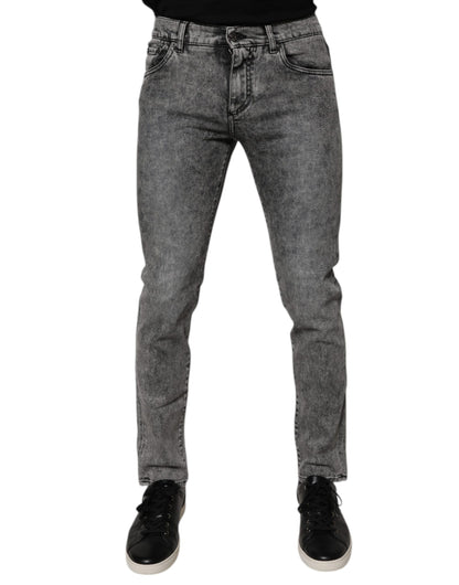 Dolce &amp; Gabbana – Slim-Fit-Jeans aus gewaschener Baumwolle in Dunkelgrau