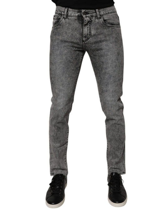 Dolce &amp; Gabbana – Slim-Fit-Jeans aus gewaschener Baumwolle in Dunkelgrau