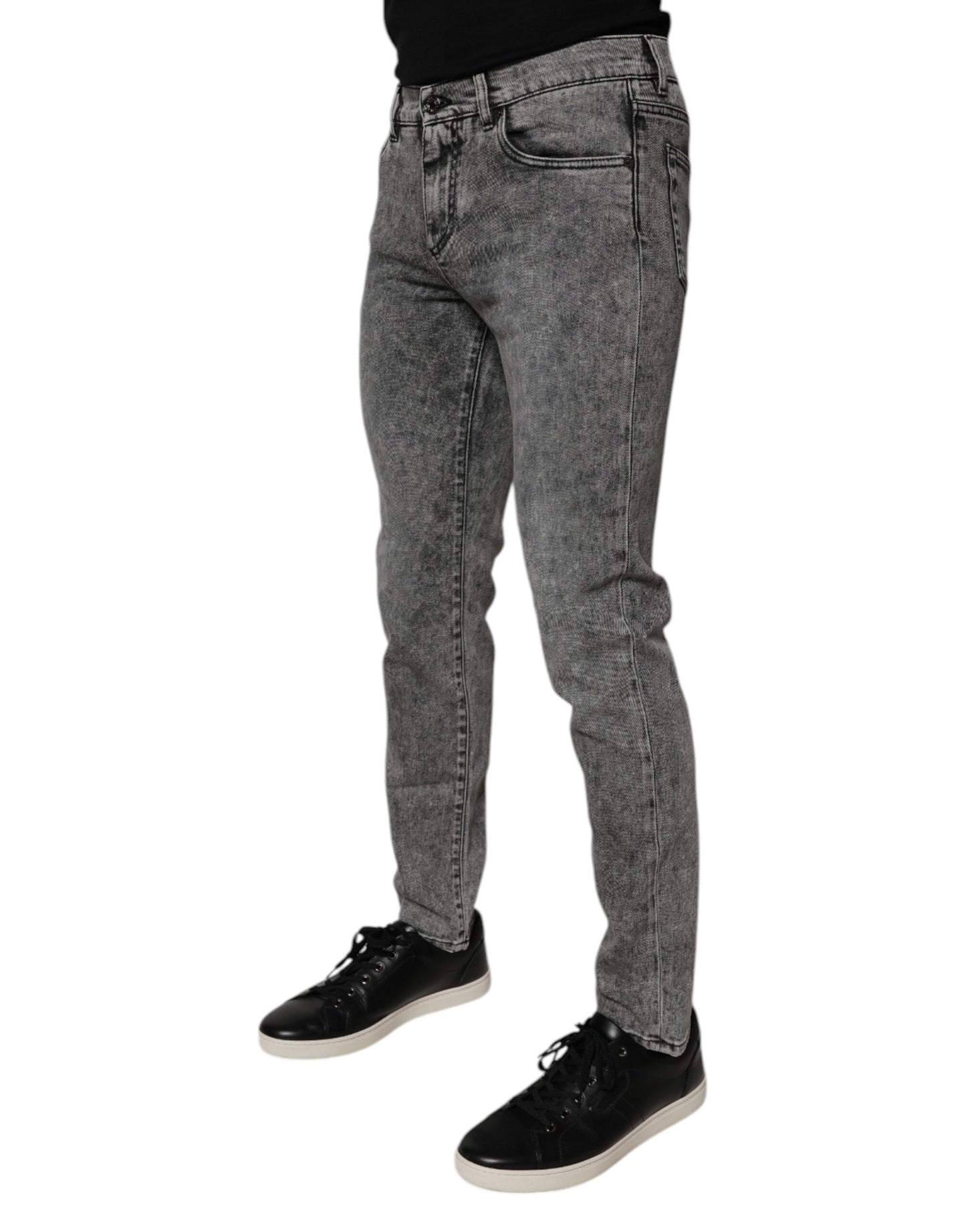 Dolce &amp; Gabbana – Slim-Fit-Jeans aus gewaschener Baumwolle in Dunkelgrau