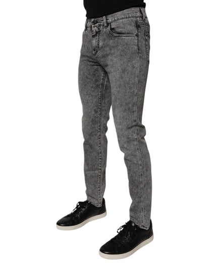Dolce &amp; Gabbana – Slim-Fit-Jeans aus gewaschener Baumwolle in Dunkelgrau