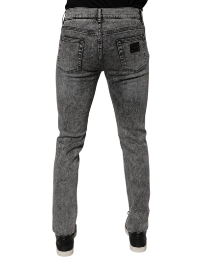 Dolce &amp; Gabbana – Slim-Fit-Jeans aus gewaschener Baumwolle in Dunkelgrau