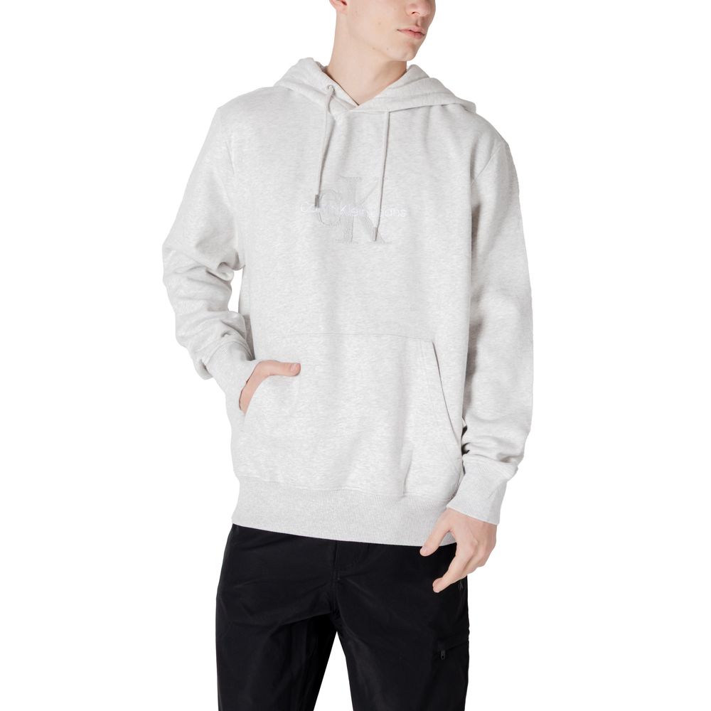 Calvin Klein Jeans Grauer Baumwoll-Kapuzenpullover