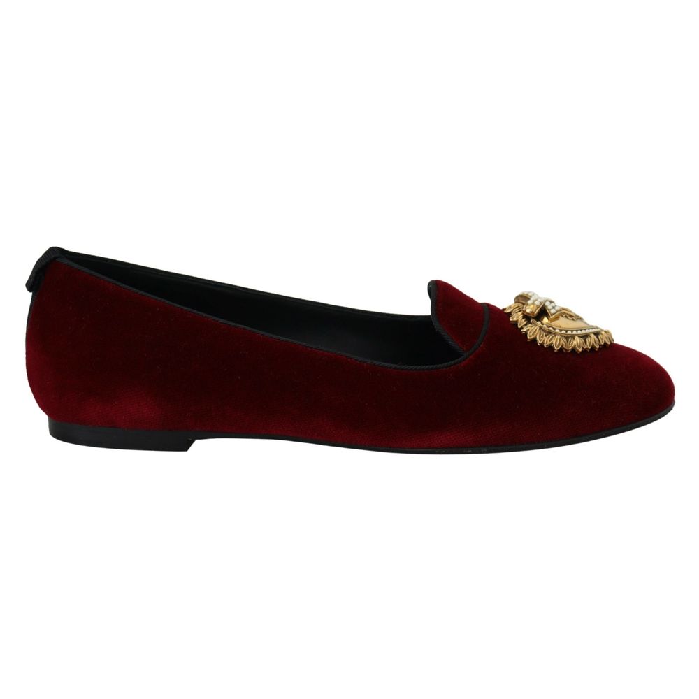 Dolce &amp; Gabbana Burgunderfarbene Slipper aus Baumwolle
