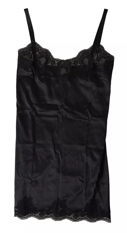 Dolce & Gabbana Black Lace Silk Sleepwear Camisole Top Underwear