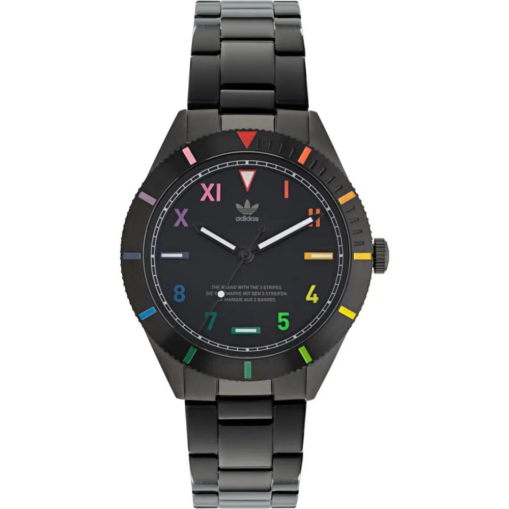 Adidas Schwarze Edelstahl-Armbanduhr