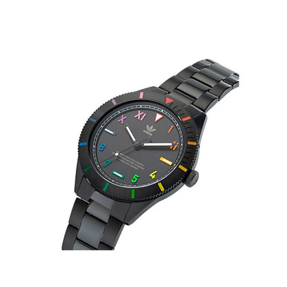 Adidas Schwarze Edelstahl-Armbanduhr