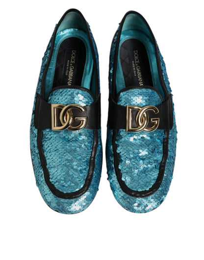 Dolce &amp; Gabbana – Blaue Loafer mit Pailletten für formelle Anlässe