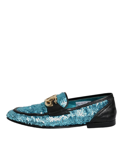 Dolce &amp; Gabbana – Blaue Loafer mit Pailletten für formelle Anlässe