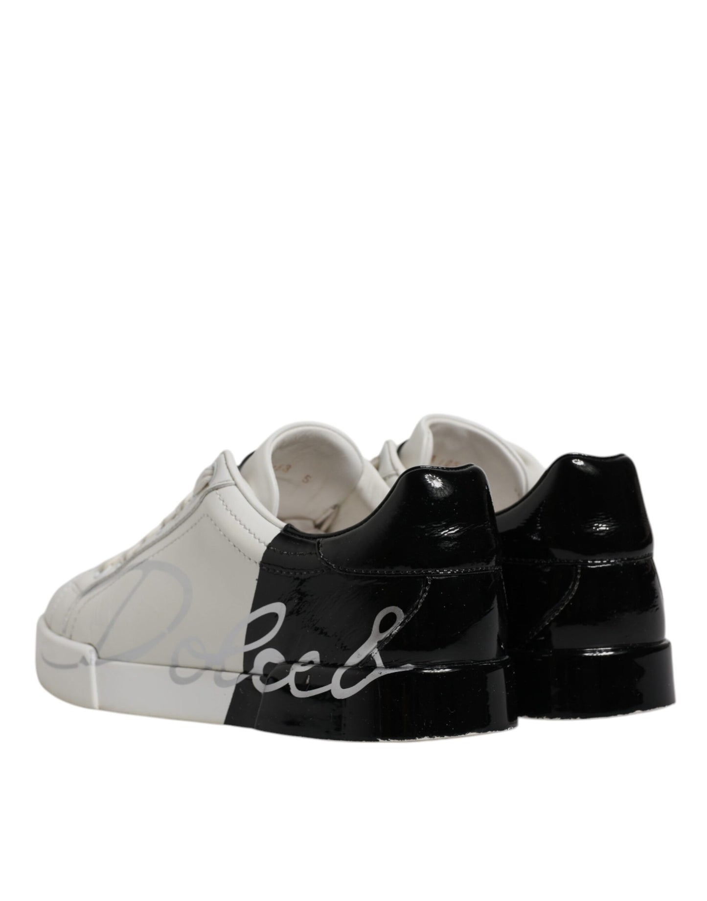 Dolce &amp; Gabbana Weiß Schwarz Logo Portofino Männer Sneaker Schuhe