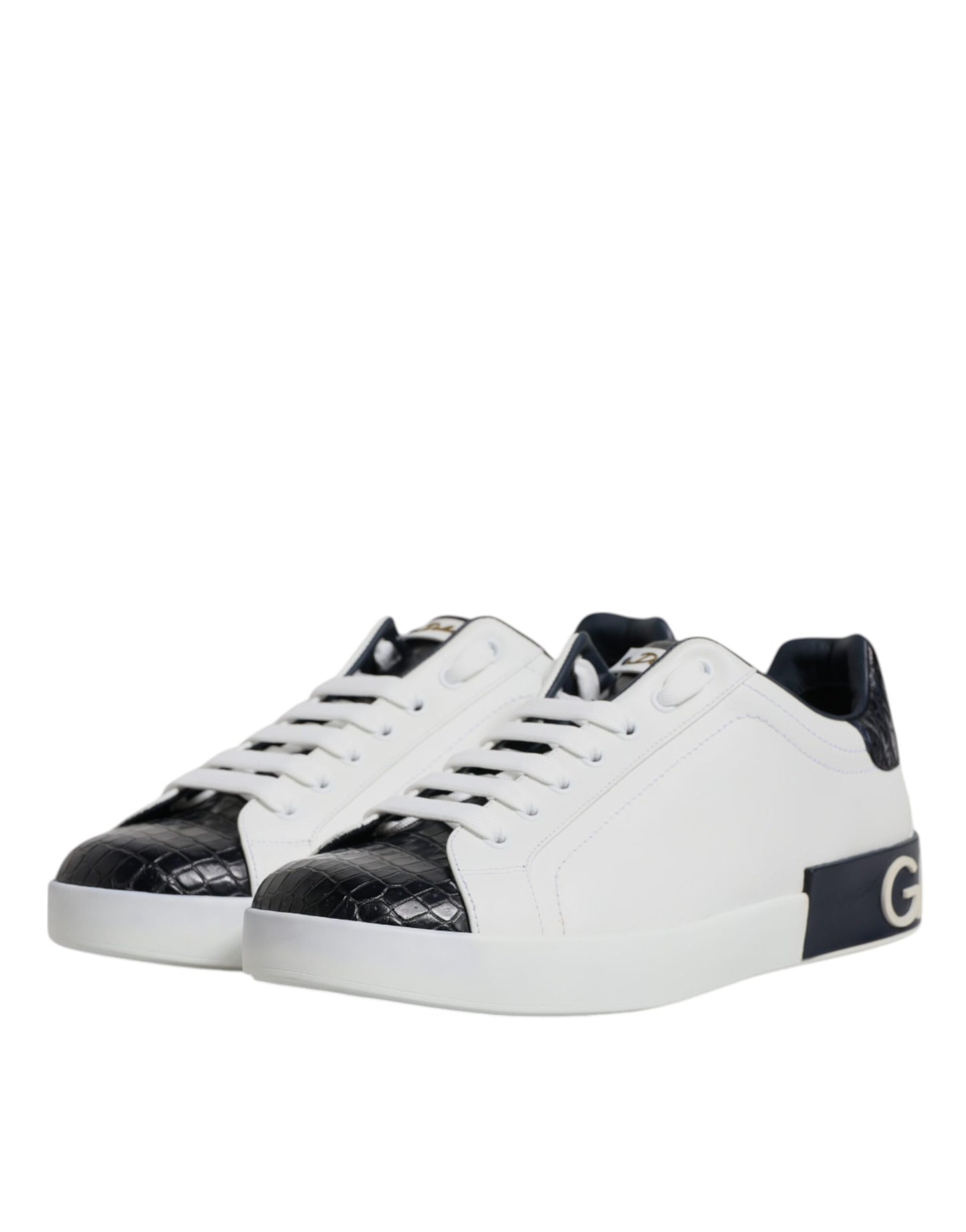 Dolce &amp; Gabbana – Portofino-Sneaker aus weißem und schwarzem Leder