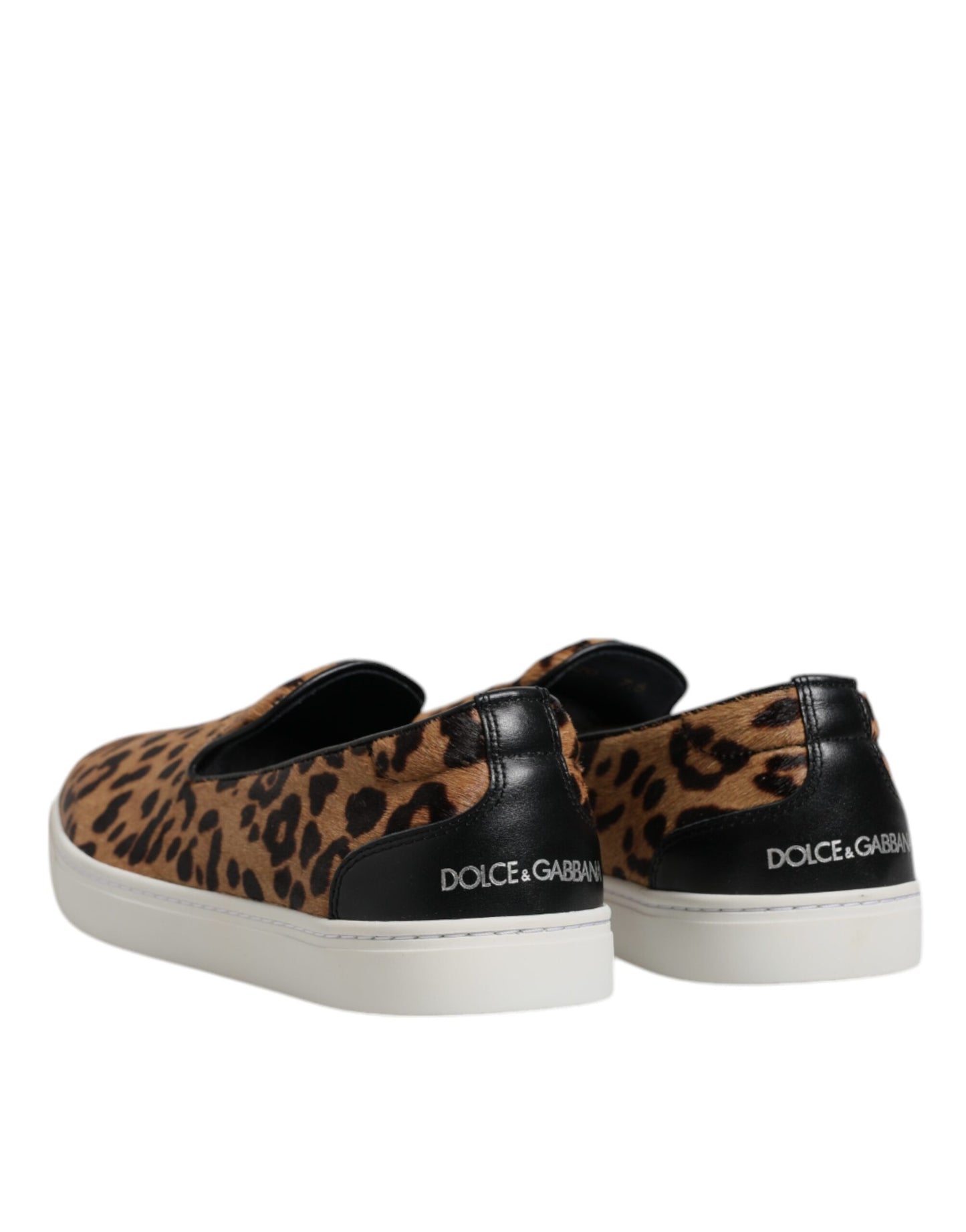 Dolce &amp; Gabbana Braune Sneakers aus Kalbsleder mit Leopardenmuster