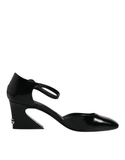 Dolce &amp; Gabbana Schwarze Ledersandalen mit Knöchelriemen von Jackie