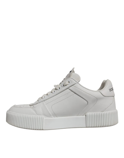 Dolce & Gabbana White Miami Leather Low Top Sneakers Shoes