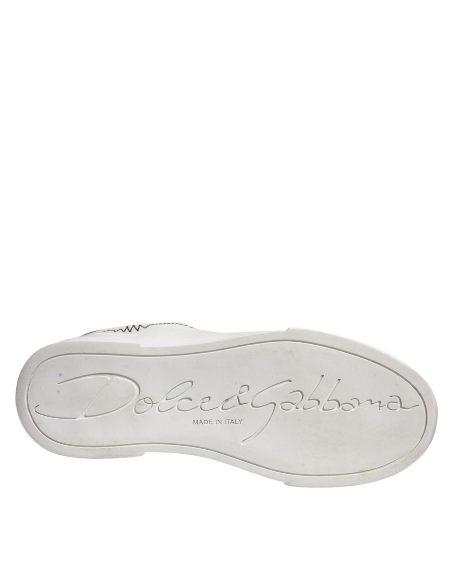 حذاء سنيكرز دولتشي آند غابانا من الجلد الأبيض الذهبي منخفض الارتفاع