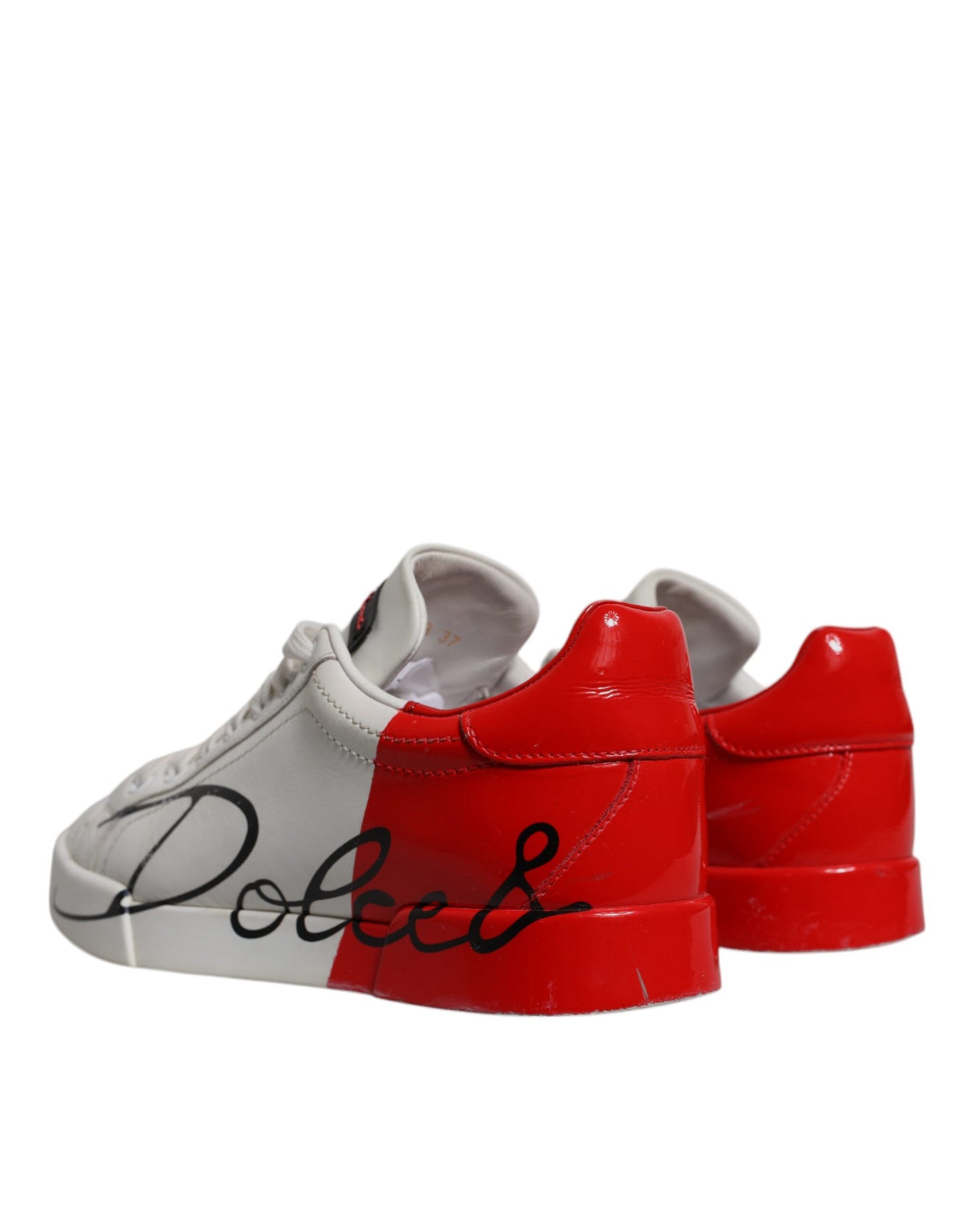 Dolce &amp; Gabbana Weiß Rot Logo Portofino Sneakers Schuhe