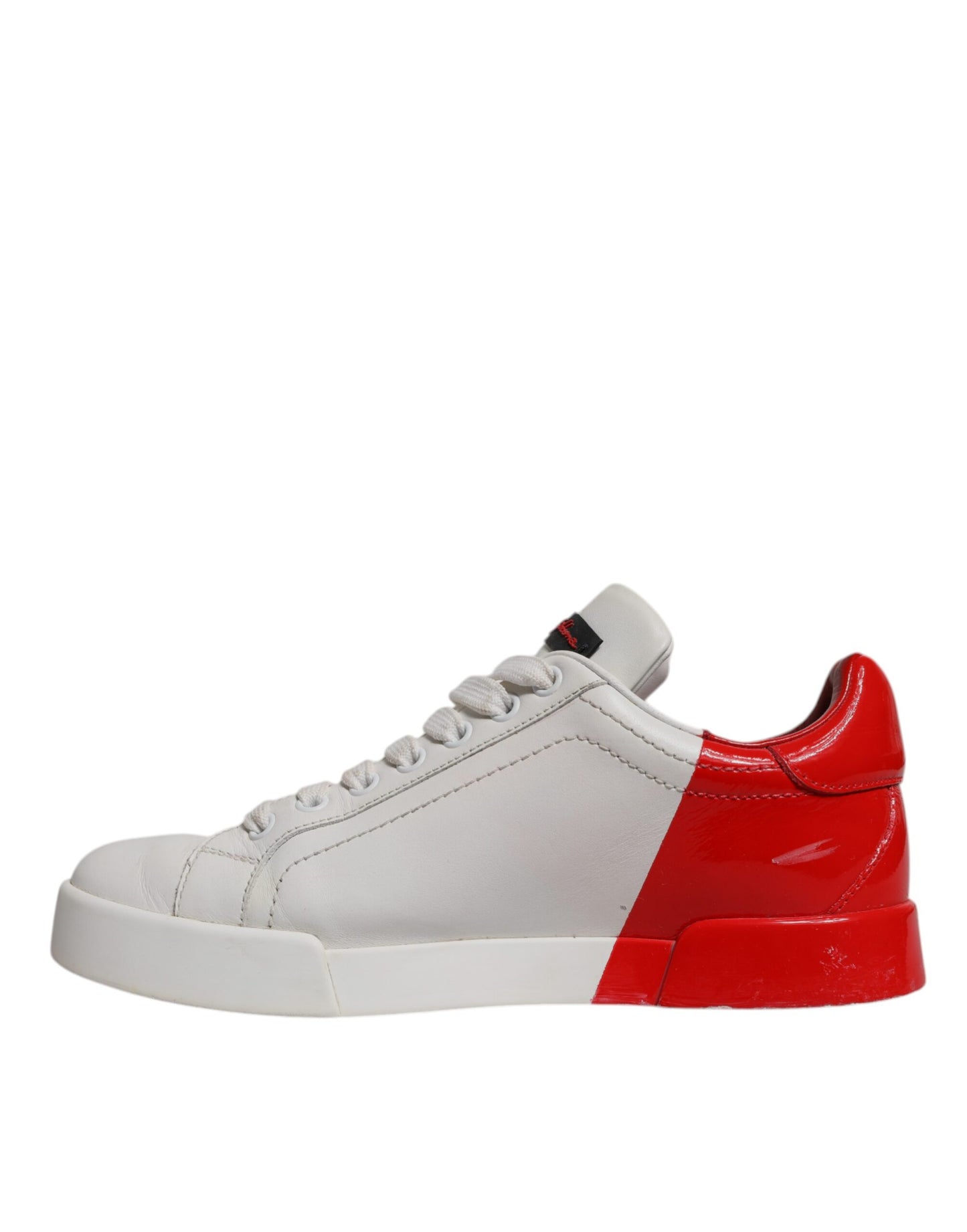 Dolce &amp; Gabbana Weiß Rot Logo Portofino Sneakers Schuhe