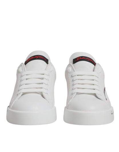 Dolce &amp; Gabbana Weiß Rot Logo Portofino Sneakers Schuhe