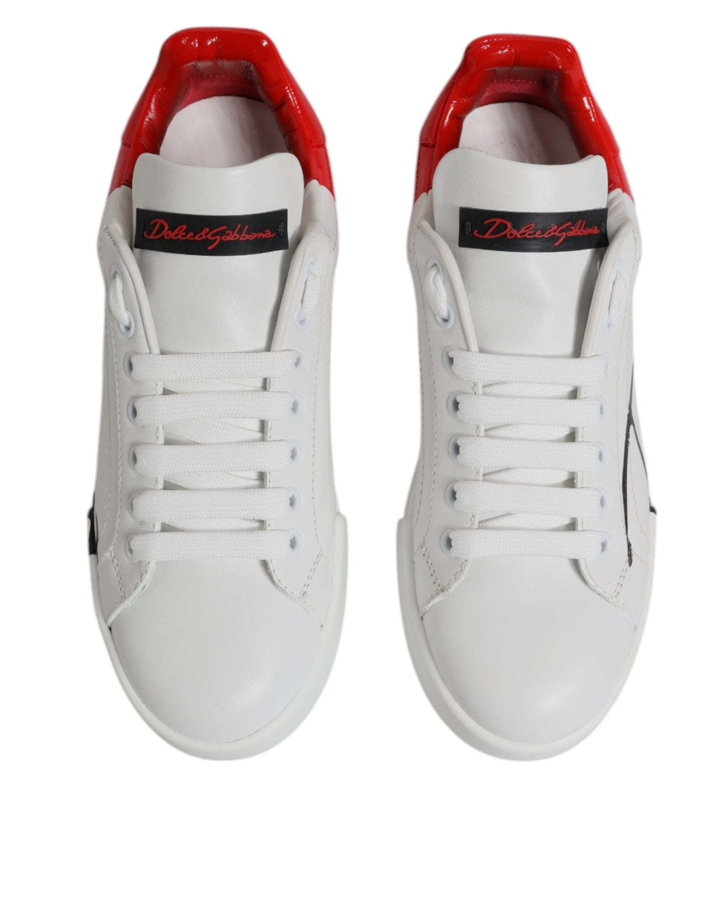 Dolce &amp; Gabbana Weiß Rot Logo Portofino Sneakers Schuhe
