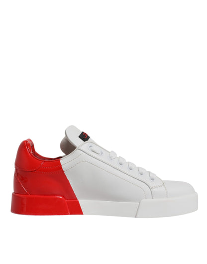 Dolce &amp; Gabbana Weiß Rot Logo Portofino Sneakers Schuhe