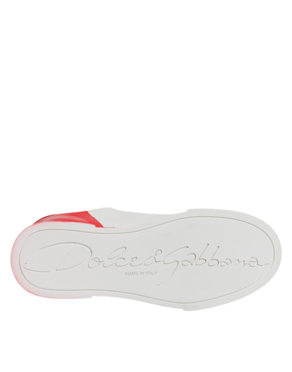Dolce &amp; Gabbana Weiß Rot Logo Portofino Sneakers Schuhe