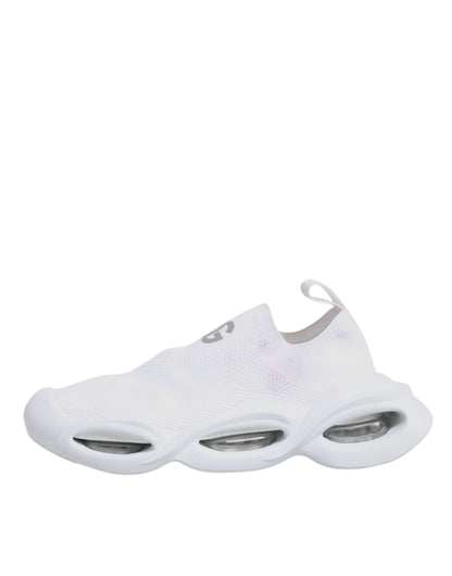 Dolce &amp; Gabbana – Weiße Slip-On-Sneaker mit Wellen-Design und niedrigem Schaft