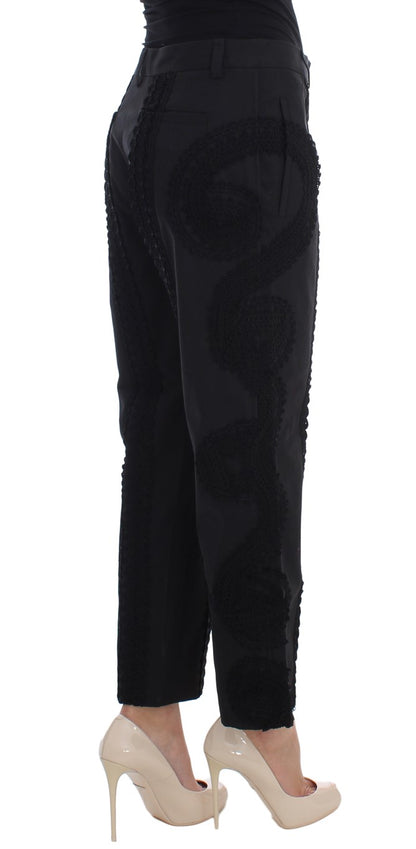 Dolce &amp; Gabbana – Schwarze Caprihose aus Baumwollstretch „Torero“