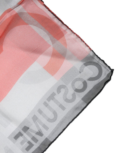 Costume National – Grau-roter Seidenschal mit quadratischem Halsausschnitt