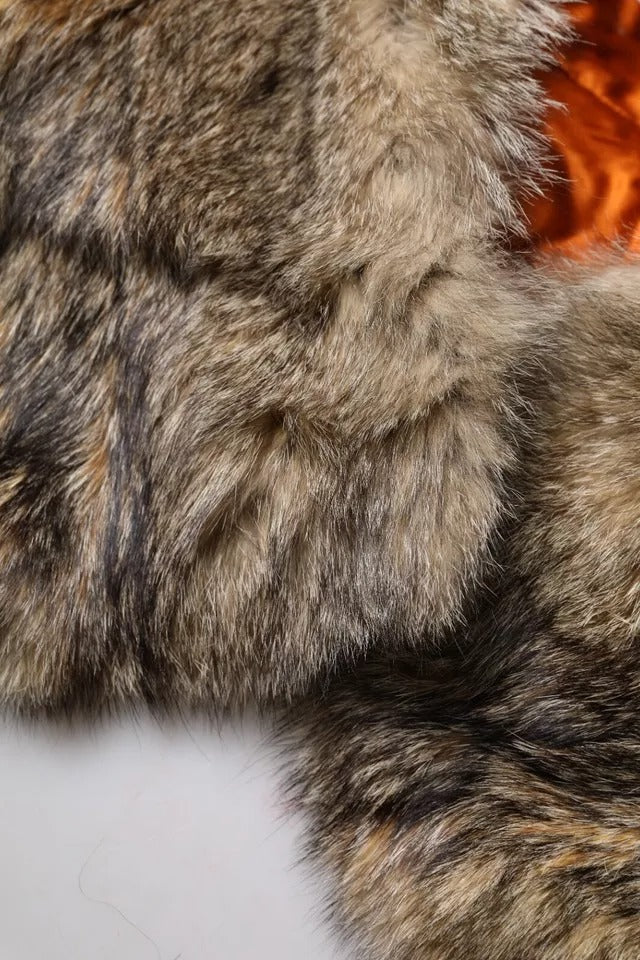 Dolce &amp; Gabbana – Brauner Pelz-Schulterkragen-Halswickelschal