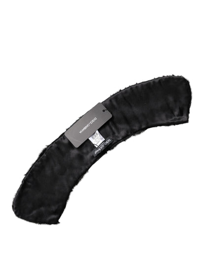 وشاح دولتشي آند غابانا الأسود من فرو الحمل للنساء