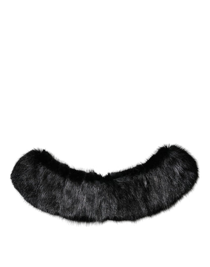 Dolce &amp; Gabbana Schwarzer Pelzschal Halswickel-Kragenschal
