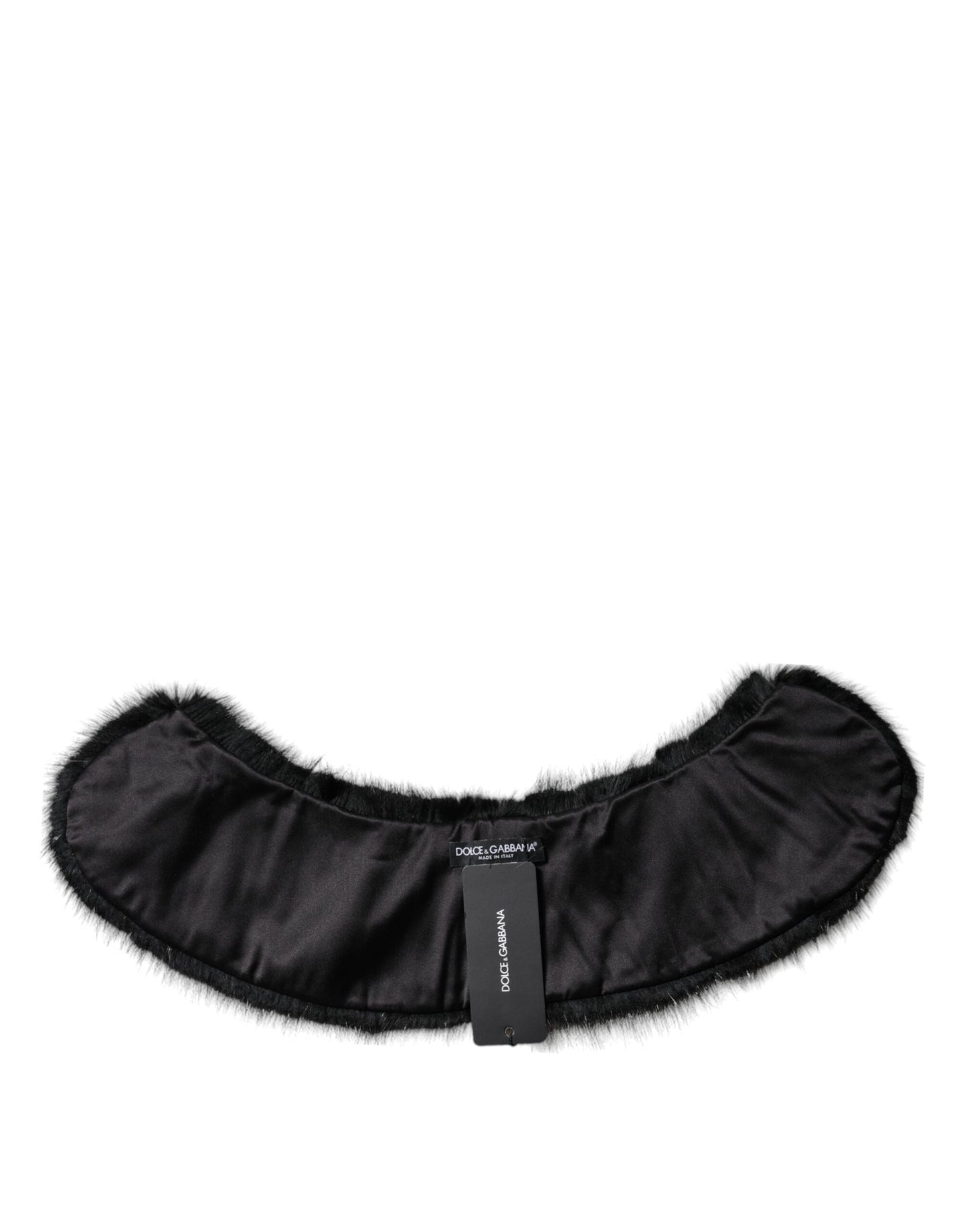 Dolce &amp; Gabbana Schwarzer Pelzschal Halswickel-Kragenschal