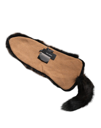 Dolce &amp; Gabbana Brauner Rotfuchspelz-Halswärmer-Winterschal