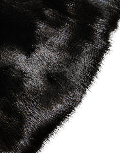 Dolce &amp; Gabbana Schwarzer Pelzschal Halswickelkragenschal