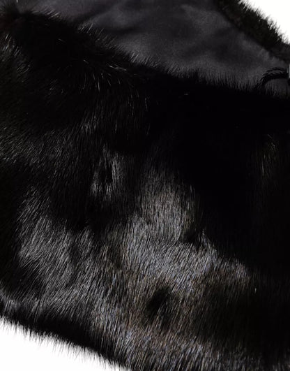 Dolce &amp; Gabbana Schwarzer Pelzschal Halswickelkragenschal