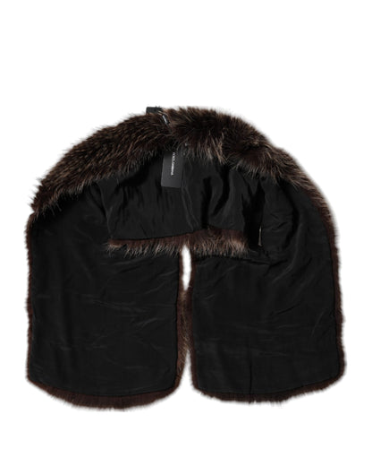 Dolce & Gabbana Brown Raccoon Fur Neck Warmer Winter Scarf