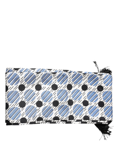 Dolce &amp; Gabbana – Schmaler Seidenschal mit weißen und blauen Punkten