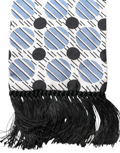 Dolce &amp; Gabbana – Schmaler Seidenschal mit weißen und blauen Punkten