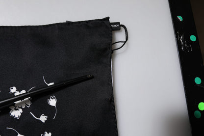 Dolce &amp; Gabbana – Schwarzer quadratischer Wickelschal aus Seide mit Blumenmuster