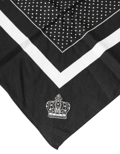 Dolce & Gabbana Black Polka Dots Cotton Handkerchief Scarf
