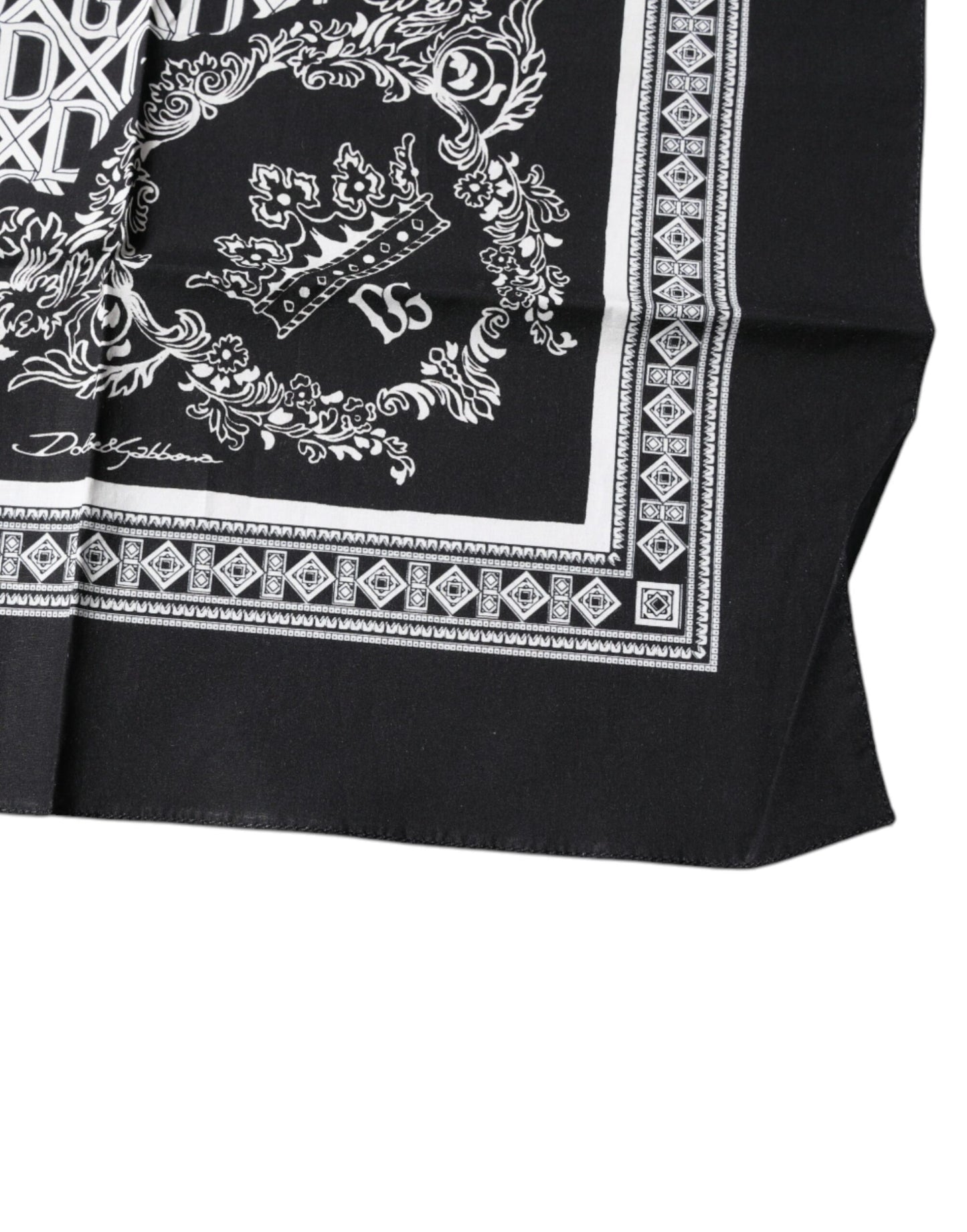 Dolce &amp; Gabbana – Schwarzes Baumwolltaschentuch mit Logo-Monogramm