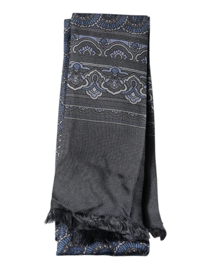 Dolce & Gabbana Dark Blue Fantasy Silk Neck Wrap Shawl Scarf