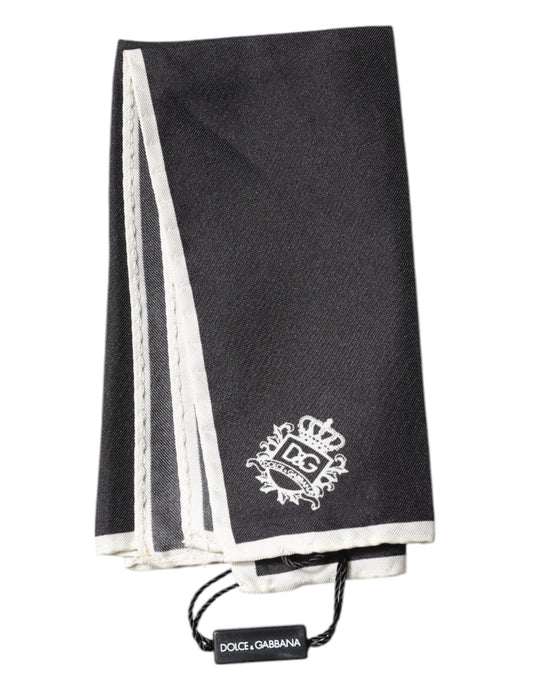 Dolce & Gabbana Black Crown Logo Square Handkerchief Scarf