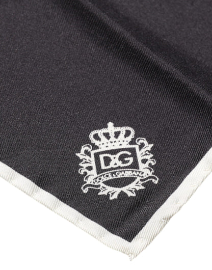 Dolce &amp; Gabbana – Quadratischer Taschentuchschal mit schwarzem Kronenlogo