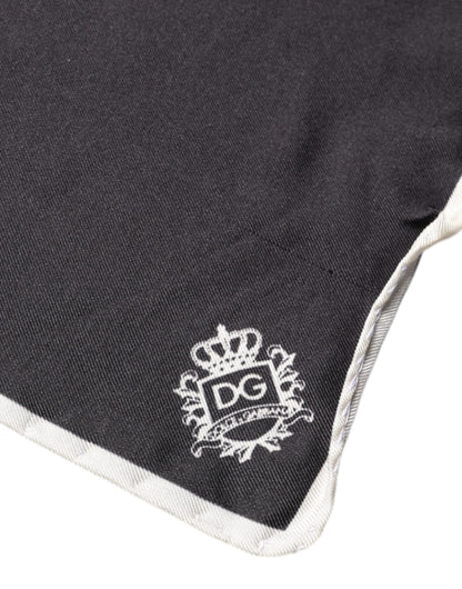 Dolce &amp; Gabbana – Quadratischer Taschentuchschal mit schwarzem Kronenlogo