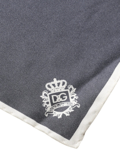 Dolce &amp; Gabbana – Quadratischer Taschentuchschal mit grauem Kronenlogo
