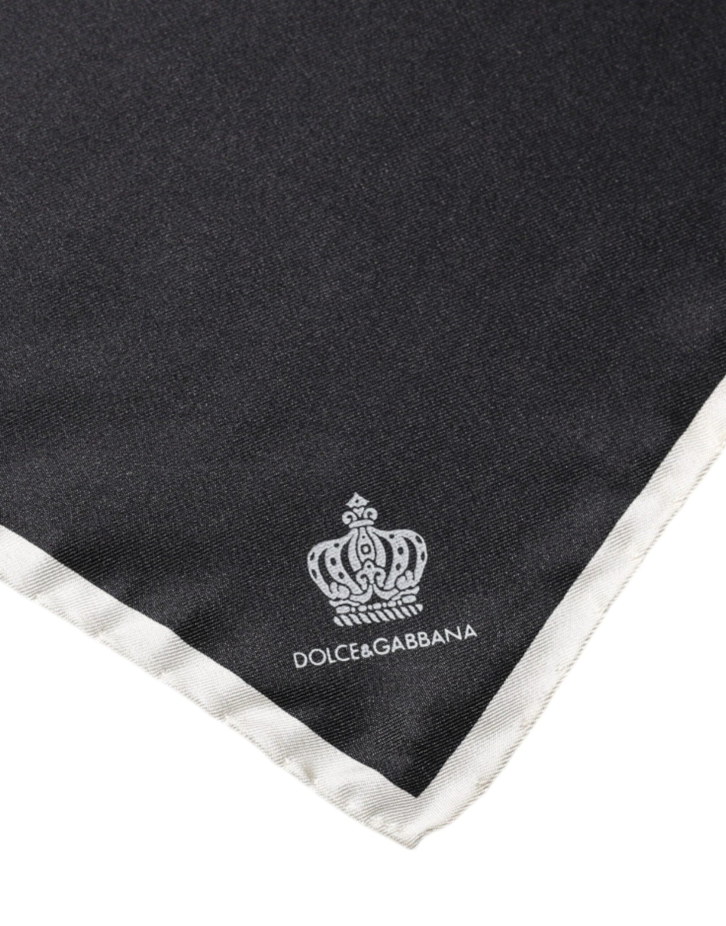 Dolce &amp; Gabbana – Quadratischer Taschentuchschal mit schwarzem Kronenlogo