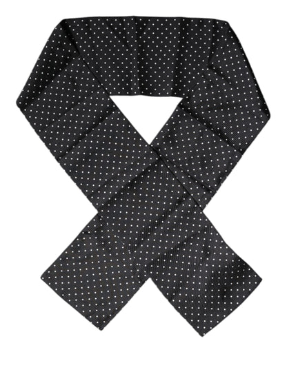 Dolce & Gabbana Black Polka Dots Silk Skinny Neck Wrap Scarf